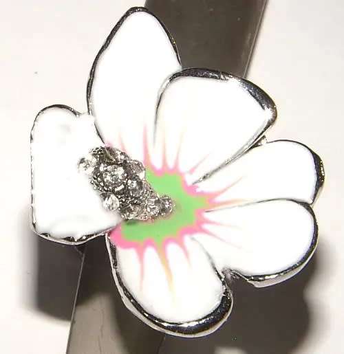DRESS RING WITH RHINESTONES AND ENAMELLING