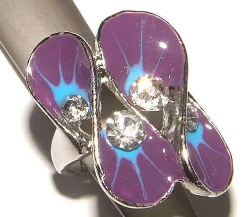 DRESS RING WITH RHINESTONES AND ENAMELLING