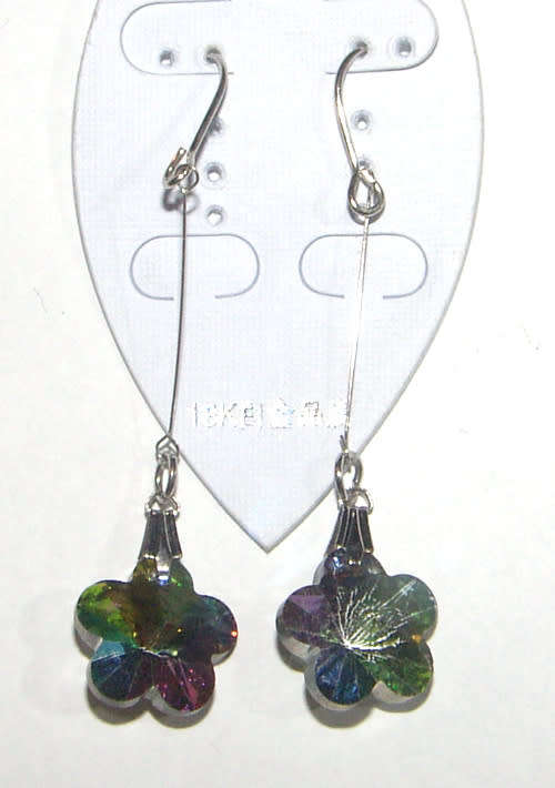 BEAUTIFUL ALPACA SILVER CRYSTAL DANGLING  EARRINGS!!!