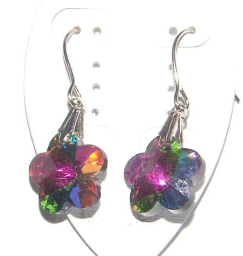 BEAUTIFUL ALPACA SILVER CRYSTAL DANGLING  EARRINGS!!!