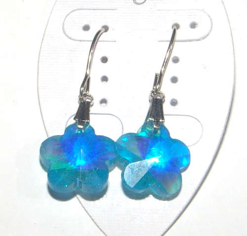 BEAUTIFUL ALPACA SILVER CRYSTAL DANGLING  EARRINGS!!!