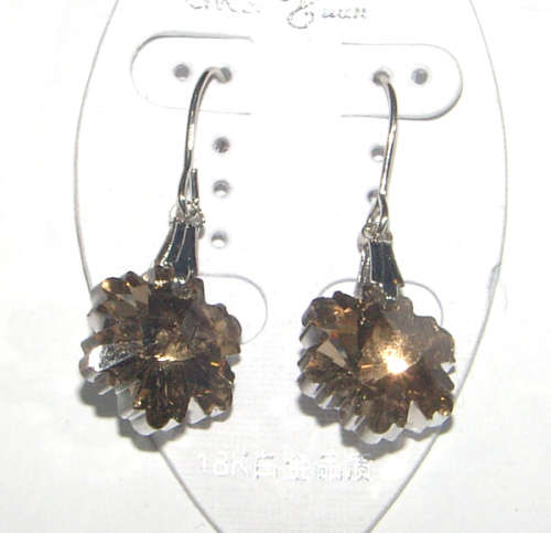 BEAUTIFUL ALPACA SILVER CRYSTAL DANGLING  EARRINGS!!!
