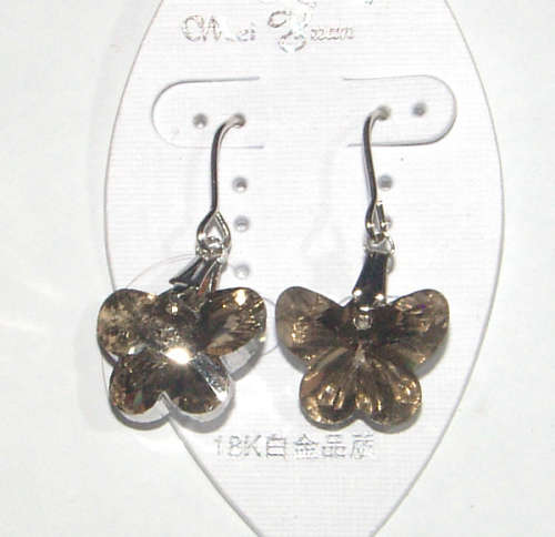 BEAUTIFUL ALPACA SILVER CRYSTAL DANGLING  EARRINGS!!!