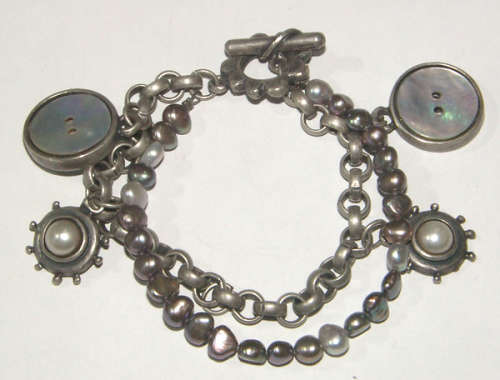 STUNNING NATURAL PEARL AND SHELL TOGGLE BRACELET