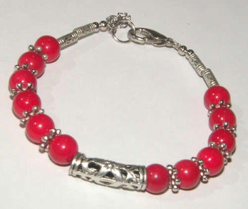 ***CHARM-ING!! GORGEOUS CORAL & BALI BEADS BRACELET!!