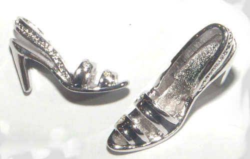 Solid .925 Sterling Silver Shoe Charm with CZ and Enamelling
