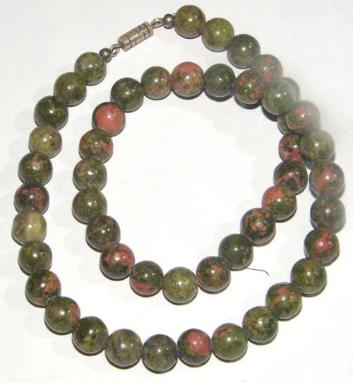 Natural Unakite Necklace with Silver Clasp