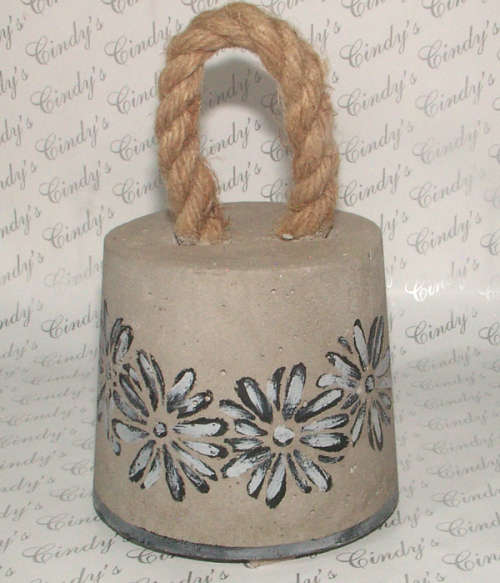 HAND CRAFTED CEMENT DOOR STOP WITH ROPE HANDLE
