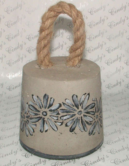 HAND CRAFTED CEMENT DOOR STOP WITH ROPE HANDLE