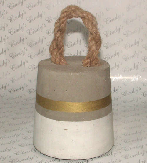 HAND CRAFTED CEMENT DOOR STOP WITH ROPE HANDLE