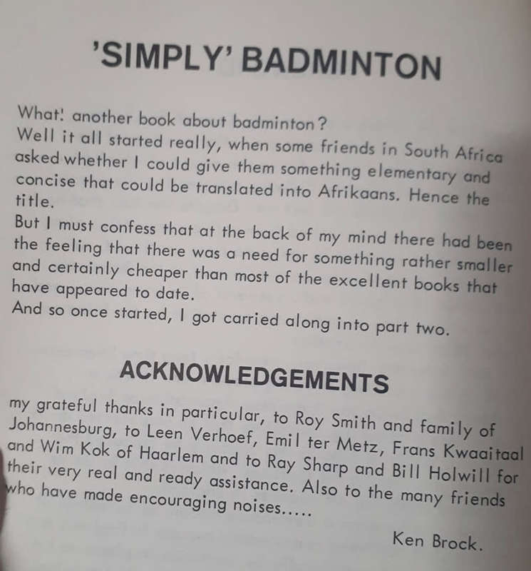 SOFT COVER - KEN BROCK - `SIMPLY BADMINTON` ( CONDITION GOOD)