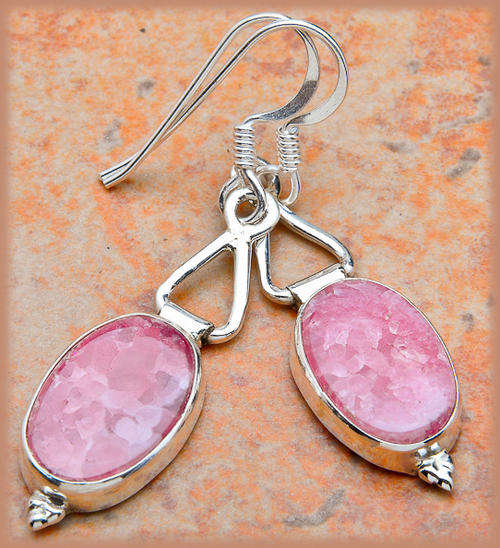 ***NATURAL GEMSTONES!!!***STUNNING RHODOCROSITE IN STERLING SILVER EARRINGS!!!