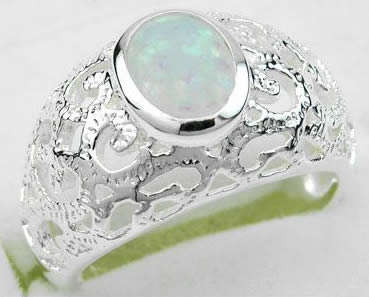 ***NATURAL GEMSTONES!!!***STUNNING NATURAL OPAL IN STERLING SILVER RING!!!
