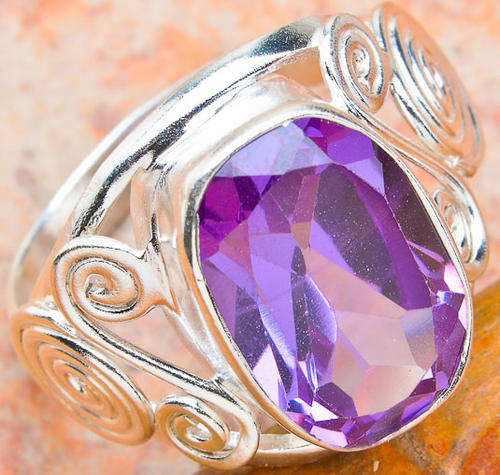 ***NATURAL GEMSTONES!!!***STUNNING NATURAL FACETED AMETHYST IN STERLING SILVER RING!!!