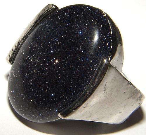 *** AU NATURAL!!*** NATURAL AVENTURINE (SUNSTONE) SILVER BLING RING - NEW!