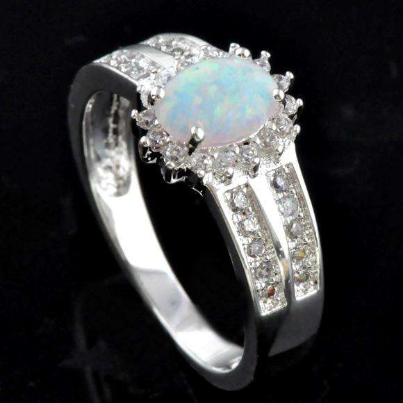 ***NATURAL GEMSTONES!!!***STUNNING NATURAL FIRE OPAL & DIAMOND STERLING SILVER RING!!!