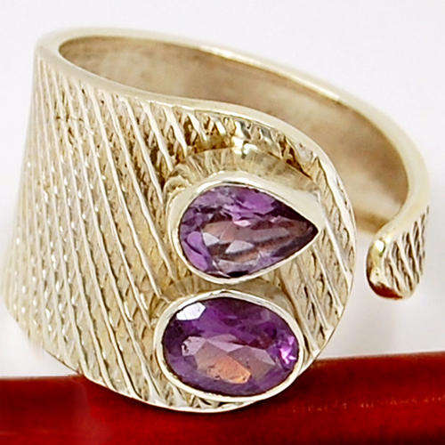 ***WOAW!!!***STUNNING NATURAL AMETHYST  GEMSTONES IN SOLID STERLING SILVER RING!!!