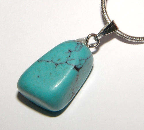 STUNNING NATURAL TURQUOISE DRUM STONE PENDANT!!