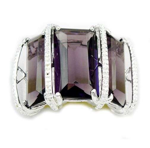***WOAW!!!***STUNNING AMETHYST GEMSTONES IN STERLING SILVER RING!!!