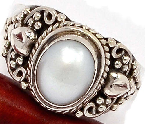 ***WOAW!!!*** GORGEOUS MABE PEARLS IN SOLID STERLING SILVER RING!!!
