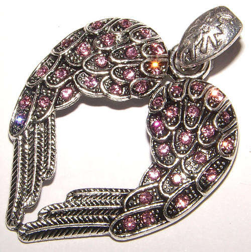 ***NEW STOCK!!!*** CRYSTAL ANGEL WINGS HEART ENHANCER WITH OPENING BAIL!
