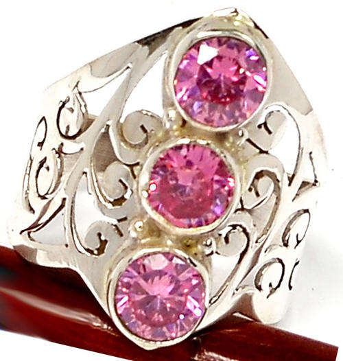 ***WOAW!!!*** SPARKLING NATURAL PINK KUNZITE GEMSTONES IN SOLID STERLING SILVER RING!!!