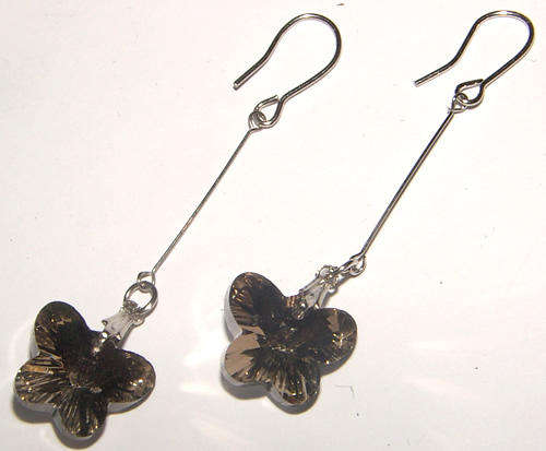***NEW!*** BEAUTIFUL ALPACA SILVER CRYSTAL DANGLING EARRINGS!!!
