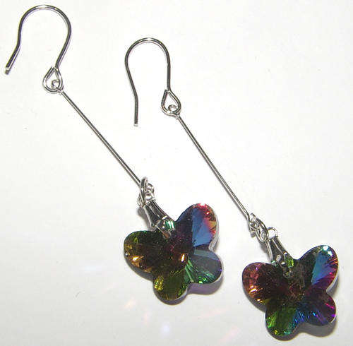 ***NEW!*** BEAUTIFUL ALPACA SILVER CRYSTAL DANGLING  EARRINGS!!!