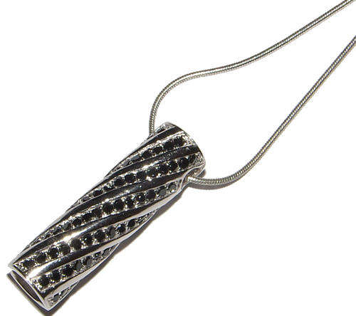 ***BEAUTIFUL!!***Black Diamond Encrusted 3D Circle Tube Pendant!!!