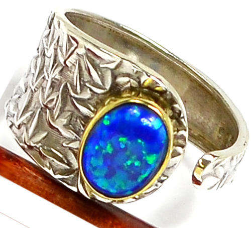 ***WOAW!!!***STUNNING NATURAL FIRE OPAL GEMSTONE IN SOLID STERLING SILVER RING!!!
