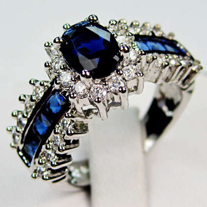 ***FOR THE BIGGER FINGER***STUNNING SAPPHIRES AND DIAMONDS DRESS RING!!!