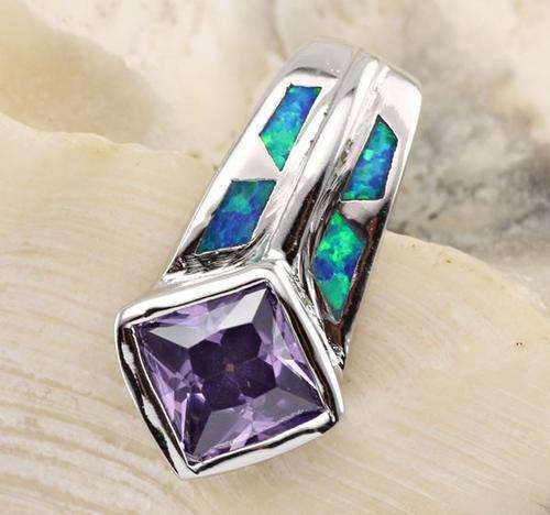 GORGEOUS!! - AMETHYST AND FIRE OPAL STERLING SILVER PENDANT!!