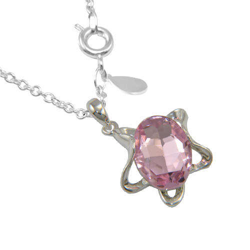 SWEET PINK TOPAZ STERLING SILVER PENDANT WITH CHAIN!!