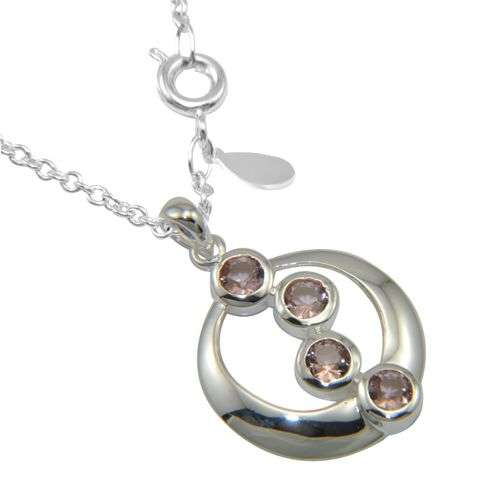 SWEET PINK TOPAZ STERLING SILVER CIRCLE OF LIFE PENDANT WITH CHAIN!!