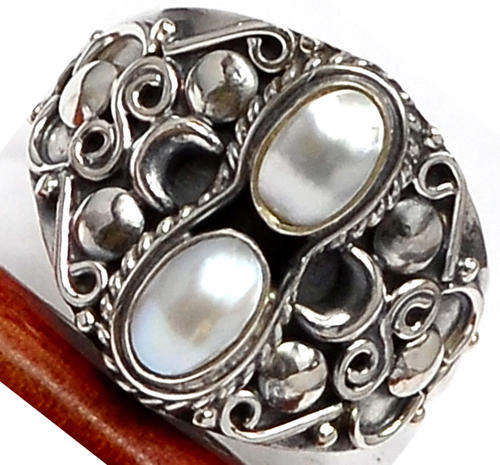 ***WOAW!!!*** GORGEOUS MABE PEARLS IN SOLID STERLING SILVER RING!!!
