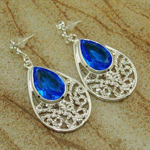 ***NATURAL GEMSTONES!!!***STUNNING TOPAZ IN STERLING SILVER EARRINGS!!!