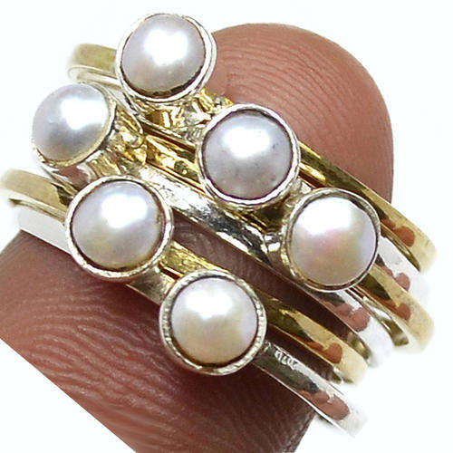 ***WOAW!!!*** SWEET PEARL STACK 'EM RINGS  IN SOLID STERLING SILVER RING!!!
