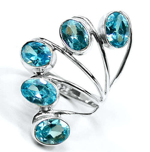 ***WOAW!!!*** SPARKLING NATURAL TOPAZ GEMSTONES IN SOLID STERLING SILVER RING!!!
