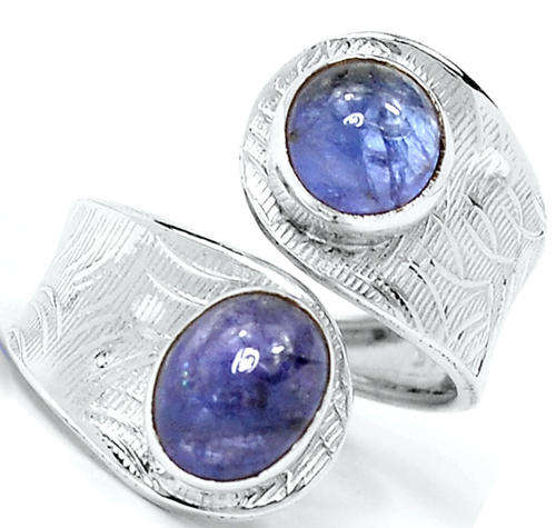 ***GORGEOUS!!!***STUNNING NATURAL TANZANITE GEMSTONES IN SOLID STERLING SILVER RING!!!