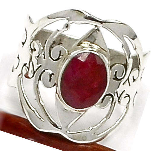 ***WOAW!!!***STUNNING NATURAL INDIAN RUBY GEMSTONE IN SOLID STERLING SILVER RING!!!