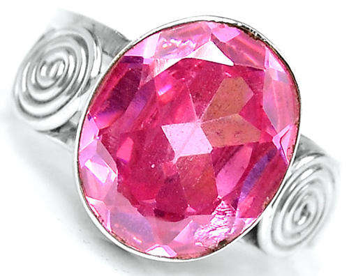 ***WOAW!!!*** SPARKLING PINK TOPAZ IN SOLID STERLING SILVER RING!!!