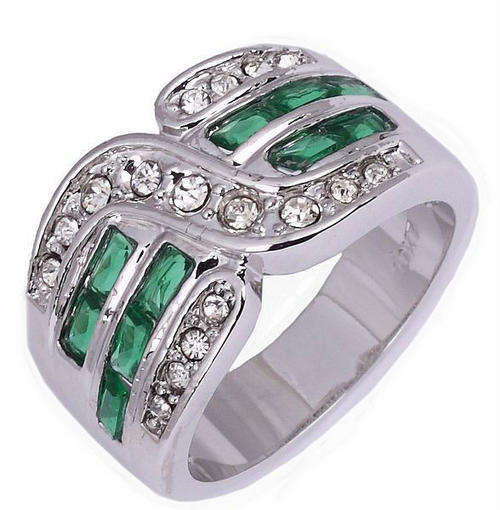 ***WOAW!!!***STUNNING EMERALD WHITE GOLD DRESS RING!!!
