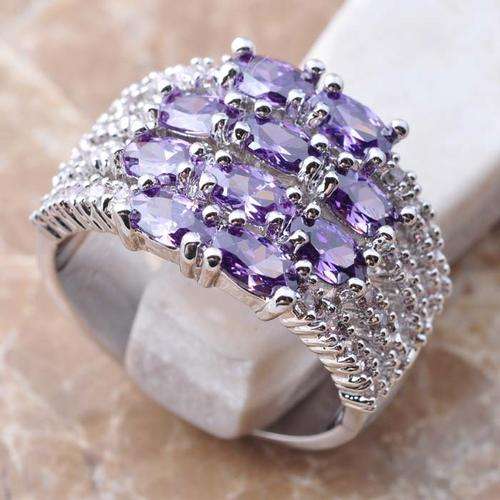 **BEAUTIFUL** SPARKLING AMETHYST CLUSTER RING - EXCEPTIONAL QUALITY!