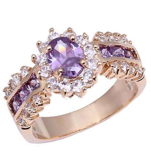 ***WOAW!!!***STUNNING AMETHYSTS AND DIAMONDS YELLOW GOLD RING!!!