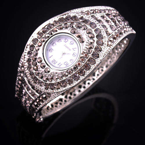"""EXQUISITE!!!"""Sparkling Rhinestone Crystal Cuff  Bangle Watch!