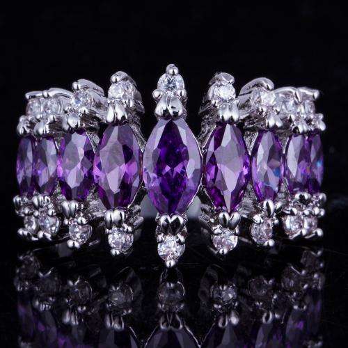 ***WOAW!!!***STUNNING AMETHYST AND DIAMONDS COCKTAIL DRESS RING!!!