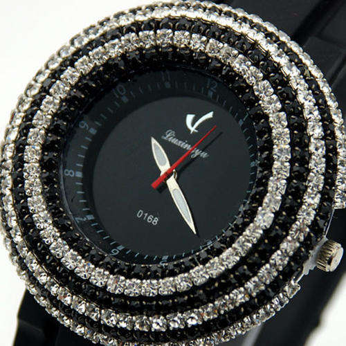 """EXQUISITE!!!"""GORGEOUS RHINESTONE LADIES WATCH WITH SILICONE BAND!