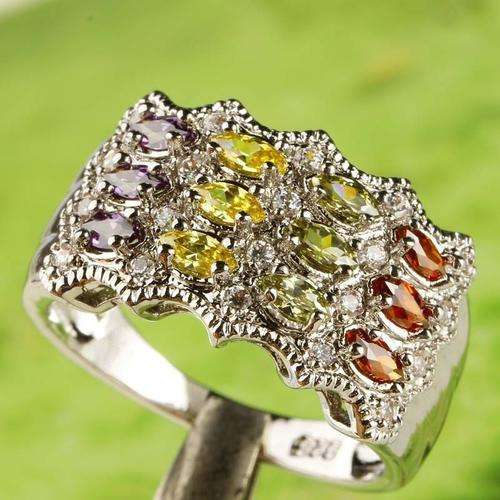 ***WOAW!!!***STUNNING MULTI - GEMSTONE STERLING SILVER RING!!!