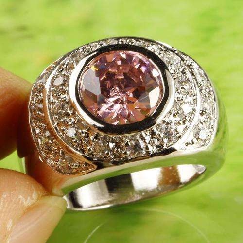 ***WOAW!!!***STUNNING PINK AND WHITE TOPAZ STERLING SILVER RING!!!