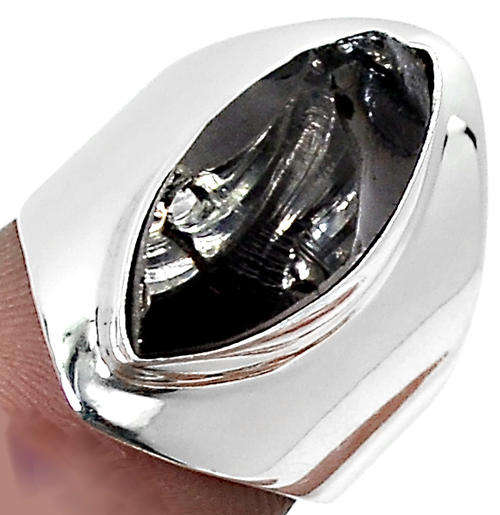 ***WOAW!!!*** GORGEOUS NATURAL SHUNGITE IN SOLID STERLING SILVER RING!!!